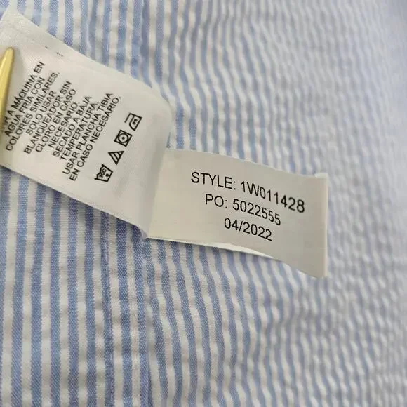 Vineyard Vines Seersucker Shirt Men S Short Sleeves Stretch Blue Striped Whale - Picture 13 of 13